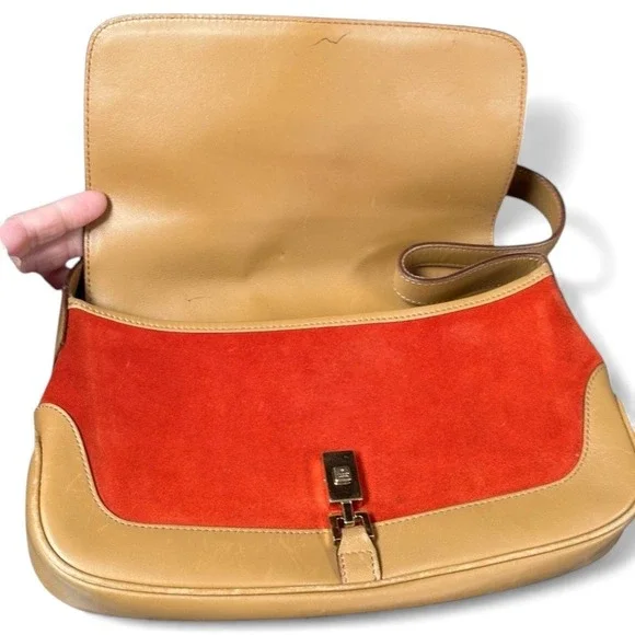 GUCCI Vintage Y2K Suede Leather Piston Lock Jackie Small Shoulder‎ Bag Authentic - Picture 3 of 16